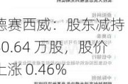 德赛西威：股东减持 540.64 万股，股价上涨 0.46%