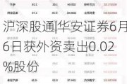 沪深股通|华安证券6月6日获外资卖出0.02%股份