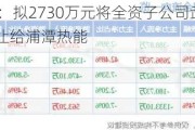 绿康生化：拟2730万元将全资子公司武汉绿康100%股权转让给浦潭热能