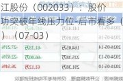 丽江股份（002033）：股价成功突破年线压力位-后市看多（涨）（07-03）