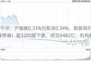 A股午评：沪指跌0.33%创指涨0.34%，智能网约车掀涨停潮！超3200股下跌，成交4482亿；机构解读