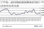 长江有色：20日铜价超强暴涨4700元/吨 现货维持刚需消费