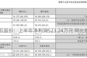 冀凯股份：上半年净利润523.24万元 同比扭亏