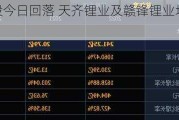 锂业股今日回落 天齐锂业及赣锋锂业均跌超3%