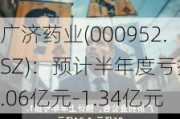 广济药业(000952.SZ)：预计半年度亏损1.06亿元-1.34亿元