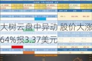 大树云盘中异动 股价大涨5.64%报3.37美元