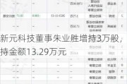 新元科技董事朱业胜增持3万股，增持金额13.29万元