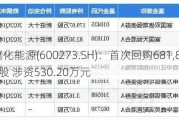 嘉化能源(600273.SH)：首次回购681,800股 涉资530.20万元