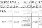 汇潮支付被罚128万元：违反商户管理规定、违反账户管理规定、未按照规定履行客户身份识别义务