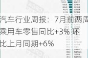 汽车行业周报：7月前两周乘用车零售同比+3% 环比上月同期+6%