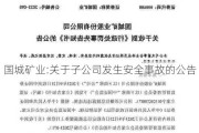 国城矿业:关于子公司发生安全事故的公告