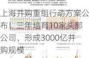 上海并购重组行动方案公布！三年培育10家头部公司、形成3000亿并购规模