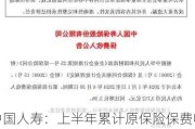 中国人寿：上半年累计原保险保费收入约4896亿元 同比增长4.1%