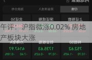 午评：沪指微涨0.02% 房地产板块大涨