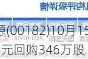 协合新能源(00182)10月15日斥资183.54万港元回购346万股