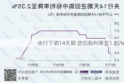 央行下调14天期 逆回购利率至1.85%