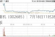 华东重机（002685）：7月18日11时28分触及涨停板