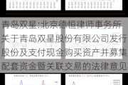 青岛双星:北京德恒律师事务所关于青岛双星股份有限公司发行股份及支付现金购买资产并募集配套资金暨关联交易的法律意见