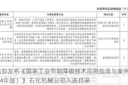 工信部发布《国家工业节能降碳技术应用指南与案例（2024年版）》 石化机械公司入选目录