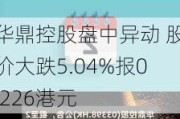 华鼎控股盘中异动 股价大跌5.04%报0.226港元