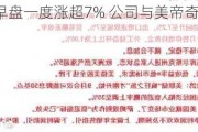 智云健康早盘一度涨超7% 公司与美帝奇订战略合作协议