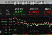 盘中突传重磅消息 A股午后全线翻红