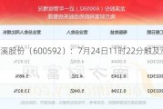 龙溪股份（600592）：7月24日11时22分触及涨停板