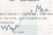 嘉实价值发现三个月定开混合：净值0.9694元下跌1.07%，近6个月收益率16.19%同类排名89