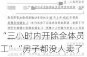 “三小时内开除全体员工”“房子都没人卖了”！深圳一老牌房企被曝全员解散，员工上门***却已无人对接