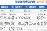 江苏神通（002438）：股价成功突破年线压力位-后市看多（涨）（07-11）