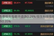 香港恒生指数开盘跌0.29% 恒生科技指数跌0.35%