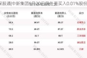 沪深股通|中新集团6月20日获外资买入0.01%股份