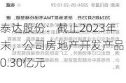 泰达股份：截止2023年末，公司房地产开发产品10.30亿元