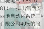 西驰电气（831081）：拟出售西安西驰自动化系统工程有限公司49%的股权