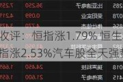 收评：恒指涨1.79% 恒生科指涨2.53%汽车股全天强势