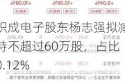 积成电子股东杨志强拟减持不超过60万股，占比0.12%