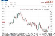 美国WTI原油周五收跌0.2% 本周累涨3.9%