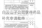 白云山子公司获得药品补充申请批件