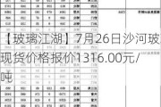 【玻璃江湖】7月26日沙河玻璃现货价格报价1316.00元/吨