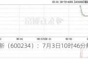 *ST科新（600234）：7月3日10时46分触及涨停板