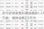 苏宁环球高管刘得波增持1.17万股，增持金额2.5万元