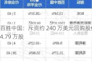 百胜中国：斥资约 240 万美元回购股份 4.79 万股