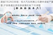 港股7月29日早报：恒大汽车附属公司遭申请破产重整 沪深港通交易信息披露机制下月调整