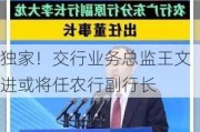 独家！交行业务总监王文进或将任农行副行长