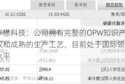 华懋科技：公司拥有完整的OPW知识产权和成熟的生产工艺，目前处于国际领先水平