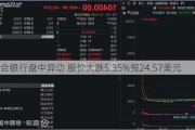 联合银行盘中异动 股价大跌5.35%报24.57美元