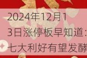 2024年12月13日涨停板早知道：七大利好有望发酵