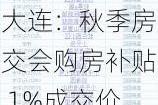 大连：秋季房交会购房补贴 1%成交价