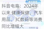 抖音电商：2024年以来 健康保健、汽车用品、3C数码等消费同比增幅大