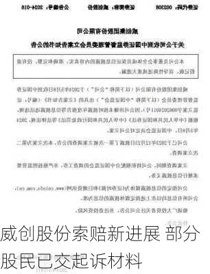 威创股份索赔新进展 部分股民已交起诉材料